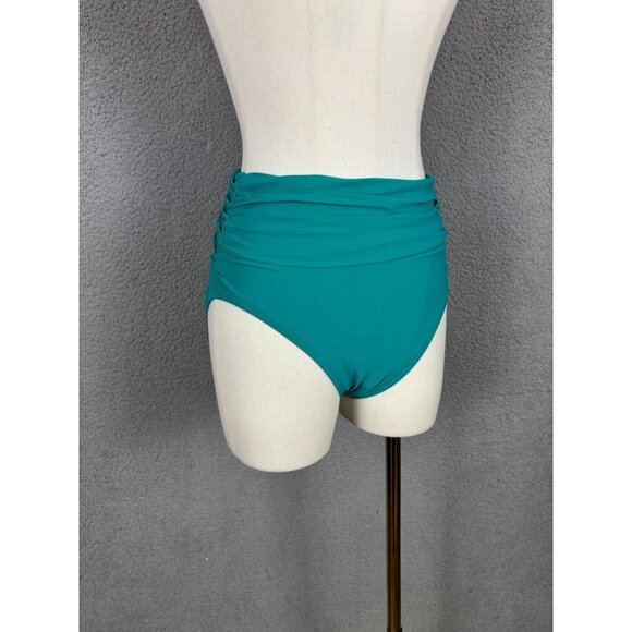 Gottex High Waisted Ruched Swimsuit Bikini Bottom Green Size 6 New With Tag's. - Picture 2 of 8